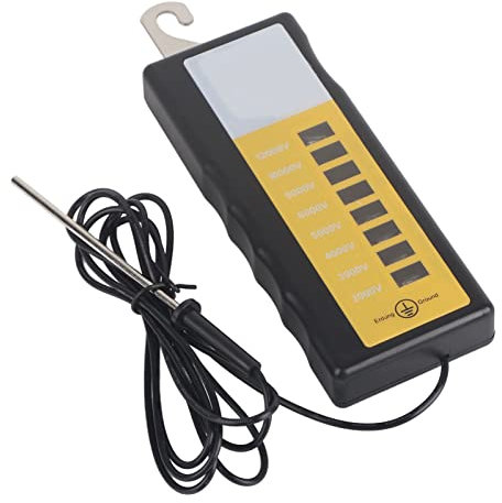 Obetuens Elektrozaun-Tester, 12-kV-Zaunspannungsprüfer, 8 Neon-Anzeigeleuchten, Tragbar, zu Bedienen, Sicher, Praktisch, Zaunfehlersucher Für Bauernhöfe, Hausgärten, Zäune Für Schafe, e, Vieh