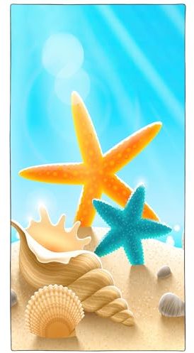 YISUMEI Mikrofaser Strandtuch XXL, Strandhandtuch Leicht Strandtücher Schnelltrocknend, Muscheln Muschel Seestern, 180 x 90 cm