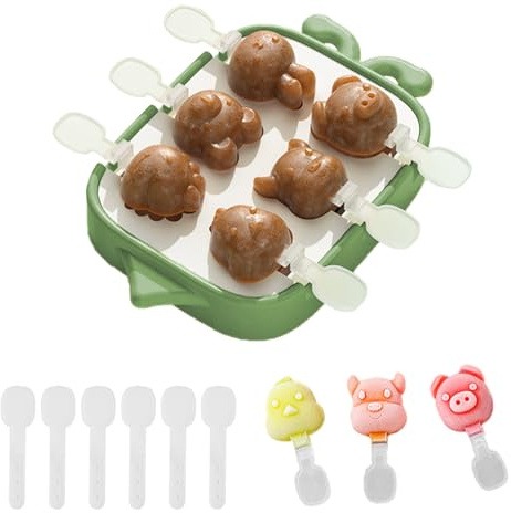 Stampi per Gelato Stampo in Silicone per Ghiaccioli Senza BPA Stampo per Gelato per Formaggio Stampo per Gelato a Forma di Animale Carino 6 Fori con Coperchio, 6 Bastoncini per Fare gelato