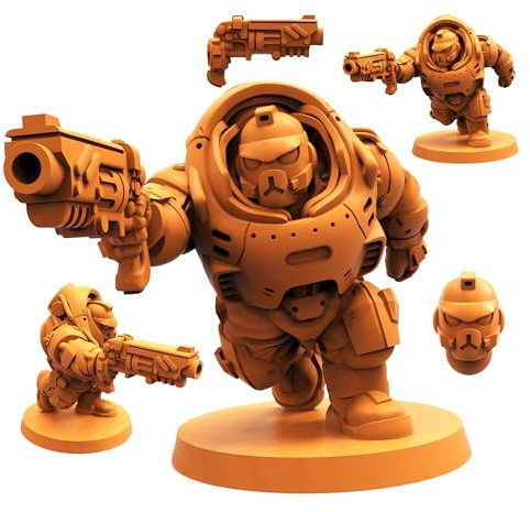 TYL Dwarf Space Colonists variations Gray Unpainted Miniature Fantasy Miniatures for War Gaming, RPG - Scale Figures, Detailed Tabletop Boardgame Accessories, Realistic 3D Miniature (H) (32mm)