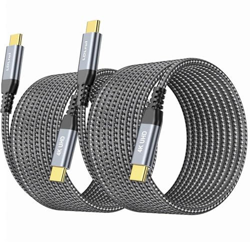 4K USB-C Monitor Cable [3M, 2-Pack], UHD USB C Video Cable, 100W PD Charging, HDR Type C Display, Data Transfer Cord for Dell/LG, ARZOPA/MNN/KYY Portable Monitor, External Second Screen Extender