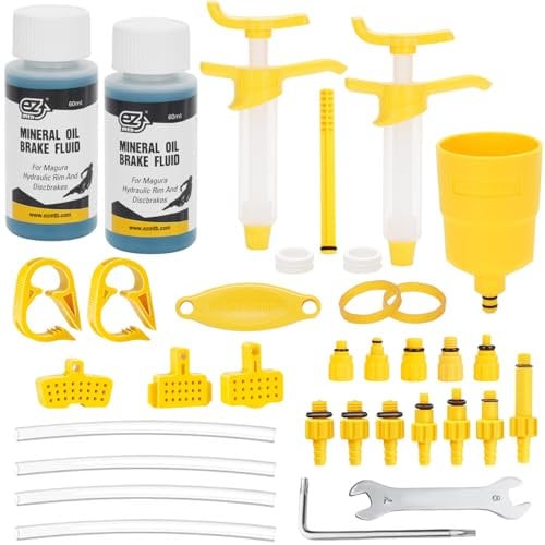 Noosverl 30 Teiliges Set Hydraulische Scheibenbremsen, Entlüftungsset für Fahrrad Hydraulische Scheibenbremse Drain Kit, Inklusive Messing-Anschluss, Fahrrad-Reparaturwerkzeug