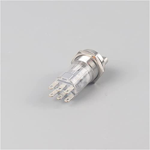 SFJSFIMQ Schalter Encoder 1PCS 16mm Metalldrehwahlschalter 2 3 Position Metalldruckknopf EIN Aus Rastender Druckknopfschalter Knopfschalter(Size:3postion)