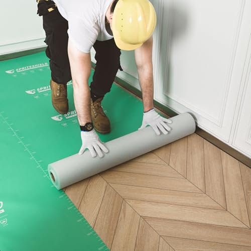 Sheeldify Schwerlast-Bodenschutzfolie 97cm x 30m Grün Malervlies Rutschfester Abdeckvlies Renovierung Umzug Professioneller Schutz Oberflächenschutz Bodenbeläge (H-300G 97cmx30m Grün)