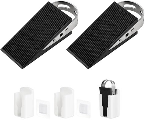 SUPAWAY 2pcs Türkeil +2pcs Veranstalter Gummi Türstopper Keil Mobile Türpuffer Türschutz Rutschfester Gummikeil mit Edelstahlhaltern Kratzfester Keil für Badezimmer,Balkontür,Kinderzimmer,Terrassentür