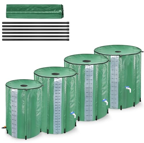 PEILU Bidons de pluie pliables de 750 l - Bac de récupération d'eau avec robinet, bol et drain, bidon d'eau de pluie portable avec tige de support, réservoir d'eau pour recueillir l'eau de pluie,