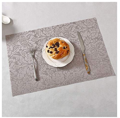 Tischsets Abwaschbar, 4 Teile/los PVC Tischsat Isolation wasserdichte Tischmatte Placemat Coaster Bowl Pad Dinner Plate Pad Geschirr Pad Tuch(Beige)