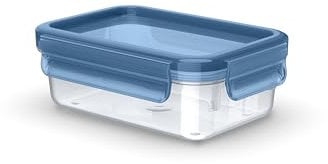 Emsa Clip & Close Eco Frischhaltedose, 0,55 L, Öko-Design, auslaufsicher, hygienisch, mikrowellen-/gefrier-/spülmaschinengeeignet, BPA-frei, Blau, N1171200