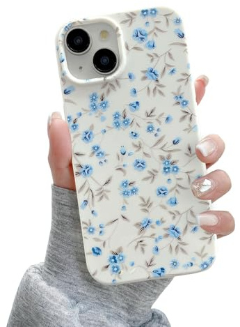 QLTYPRI für iPhone 11 Hülle, Cute Floral Flower Pattern Ästhetische Handyhülle, Erhöhte Kamera Schutz Weiche Slim TPU stoßfest Schutzhülle Handyhülle für Mädchen Frauen - Blau