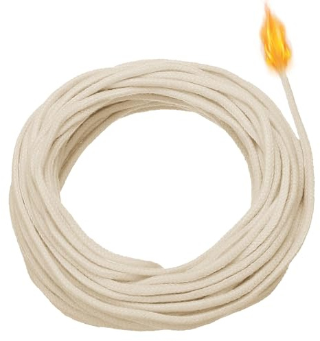 Docht für Öllampen, 10m x Ø 4mm Geflochtener Baumwolldocht, Runddocht, für Öllampen und Kerzen DIY Handgefertigte