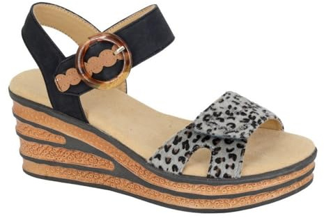 Cipriata L638AM-5 DANTA Womens Sandal Black/Leopard Print size 5