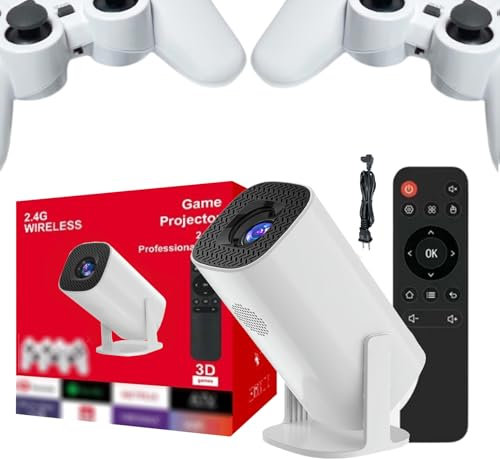 Proyector P30 Max Con 2 Controladores Inalámbricos - Proyector Inteligente Para Juegos Con Aplicaciones Integradas, Mini Portátil Con WiFi y Bluetooth