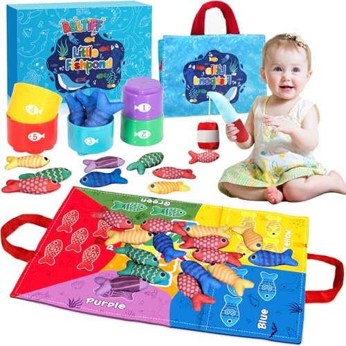 BBLTIFF Jouet pour Bébé 1 2 3 Ans, 22 Pièces Montessori Pêche a La Ligne Jeux pour Enfant 1 2 3 Ans, Peche a La Ligne Enfant, Jeux Montessori 1 an, Cadeaux Educatif pour Fille Garcon 1-3 Ans
