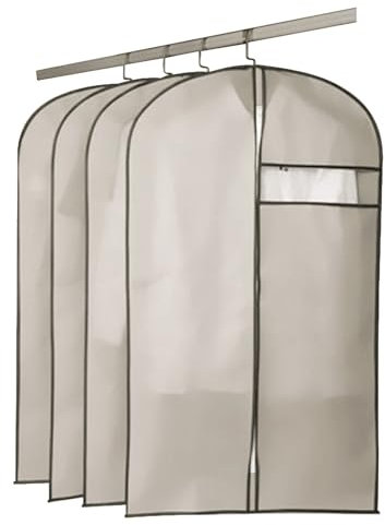 Custodie per Abiti, Confezione da 5, Copriabiti Antipolvere, Custodia Abiti in Tessuto Non Tessuto, Custodia per Abiti, per Riporre Abiti Nell'armadio, Custodia Abiti Armadio(Beige,60cm/24in*90cm/35in