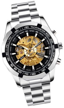 CALLARON 1pezzi Orologio Meccanico Automatico Da Uomo Orologio Chic Da Affari Con Design Semplice Cinturino Inossidabile Per Uomini Per Occasioni Speciali