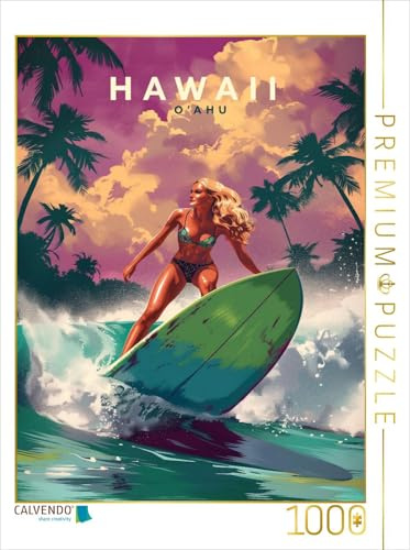 CALVENDO Puzzle Surfen auf O'ahu | 1000 Teile Lege-Größe 64 x 48 cm Foto-Puzzle für glückliche Stunden