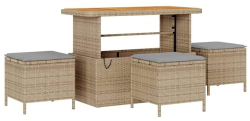 vidaXL 10-teiliges Gartensofa-Set mit Kissen in Beige aus Rattan - Sitzmöbel für den Garten, Outdoor-Sectional-Couch für Terrasse und Lounge