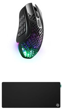 SteelSeries Aerox 9 Wireless - RGB Gaming-Mouse - Federleichtes, wasserabweisendes Design - 18 Tasten - TrueMove Air-Sensor 18K DPI QcK XL Performance Balance Gaming-Mauspad 900x400mm