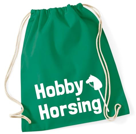 Huuraa Turnbeutel Hobby Horsing Steckenpferd 12 Liter Kelly Green Baumwolle Rucksack Geschenkidee