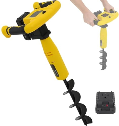 Trivella elettrica per Pali, trivella a Batteria, con Funzione di inversione e Punta da Trapano, per Giardinaggio, piantagione e Perforazione di Terreni agricoli.