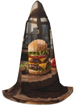 WZYCWB Burger Printed M Wizard Cape, Motto Party Kostüm, Erwachsene & Teen Cosplay Umhang, Größen S, M, L