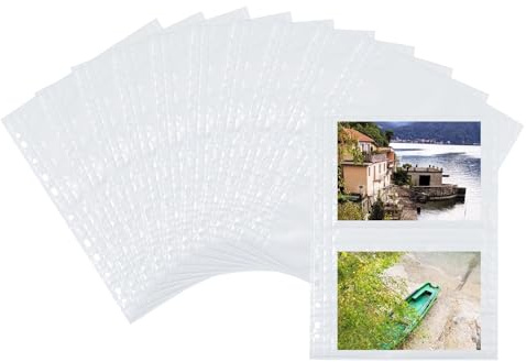 HERMA 7564 Fotohüllen für Ordner, 250 Stück, 13x18 cm quer, 2 Fächer geteilt, beidseitig bestückbare Fotophan Fotosichthüllen Sammelhüllen Postkartenhüllen Prospekthüllen mit Eurolochung, weiß