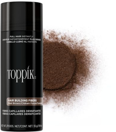 Toppik Hair Building Fibers, Medium Brown, 55g Fill In Fine or Thinning Hair, Instantly Thicker, Fuller Looking, 9 Shades for Men & Women, Keratin Protein Formula