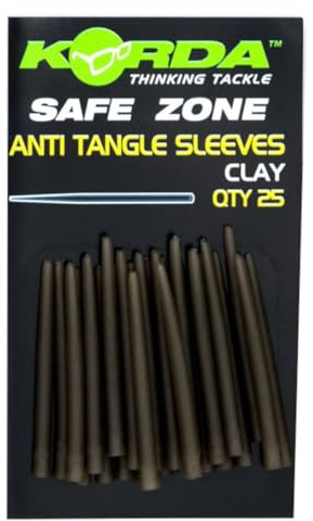Korda Anti Tangle Sleeve Clay, 25 Pack, Flexible Silicone, Prevents Tangles, Tapered Design, Perfect Fit on Swivel or QC Clip, Choice of Colours for Versatile Rig Setup
