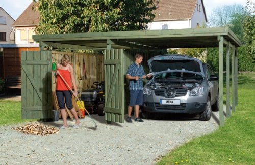 Weka Carport 607 Größe 3 kdi Carport mit XXL-Geräteraum