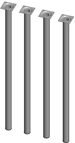 Element System 18133-00279 Möbelfuß rund – Stahlrohrfuß, ideal als Tischbein für die Gestaltung individueller Möbelstücke – Ø 30 mm, Weißaluminium, Länge 700 mm, 4 Stück