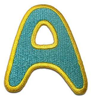 Komplettes Alphabet einzeln auswählbar - Aufnäher, Bügelbild, Aufbügler, Applikationen, Patches, Flicken, zum aufbügeln, Größe:, Alphabet/Buchstabe:Buchstabe A - 6.3x5.3cm