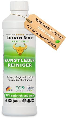 Golden Bull® Kunstleder Reiniger & Kunstleder Pflege 500ml [VEGAN - OHNE Chemie] Kunstlederreiniger für Auto, Sofa & Couch Reinigung - Natürliches Kunstleder-Pflegemittel mit Farbauffrischung