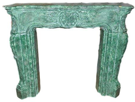Kaminumrandung Kaminverkleidung Rokoko marmoriert cararasmaragd Breite140cm Kamin Farbe: Cararasmaragd