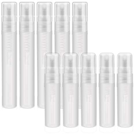 10 Pcs Plastic Bottle Spray Mini Empty Sample Bottles Atomizer Pump for Perfume, Toner and etc, 10ml&5ml