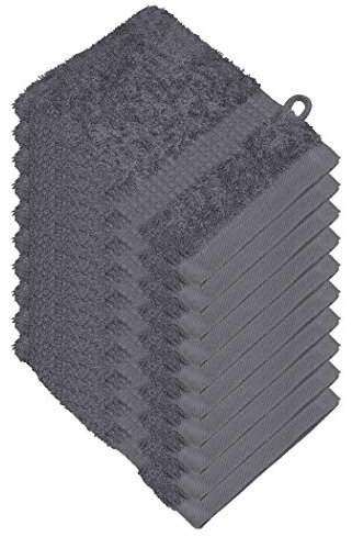 Miamar Lot de 10 Gant de Toilette 15 x 21 cm Absorbant Doux en 15 Couleurs Disponibles 500g/m² 100% Coton Öko-Tex Gris Argente