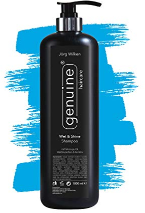 Intensiv Feuchtigkeits-Shampoo mit Moringa-Oil, Wet & Shine, Pflegeshampoo für trockenes, strapaziertes, brüchiges Haar, genuine haircare, 1000 ml