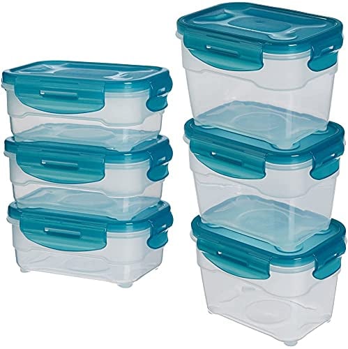 Amazon BasicsSet di Contenitori per Alimenti,3 Pezzi da 0,60 L & Set di Contenitori per Alimenti,3 Pezzi da 1 L