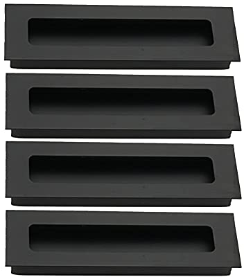 BOZONLI 4 Stück Muschelgriff Schiebetür Einlassgriff Schiebetürgriff Aluminiumlegierung Griffmuschel Verdeckt Griffe Schwarz 140 x 42 mm