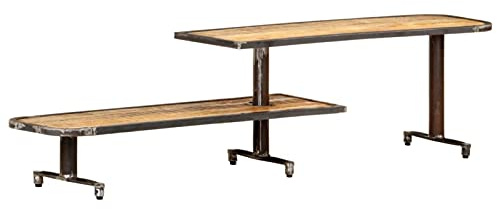 Tidyard TV Schrank Holz Lowboard Fernsehschrank Fernsehtisch Sideboard HiFi-Schrank TV Möbel Industrie-Stil Mangoholz Massiv 160x30x40cm