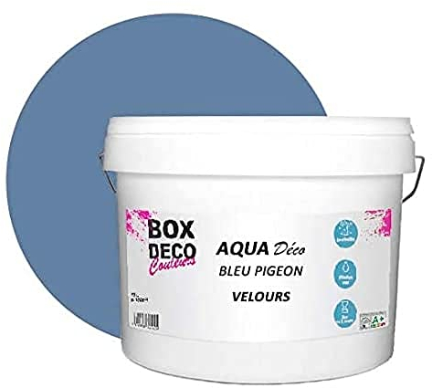 BOX DECO COULEURS Peinture murale acrylique aspect velours Aqua Déco - 10L, Bleu Pigeon