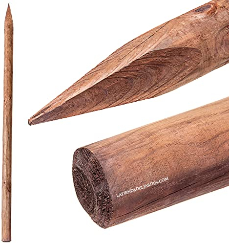 Suinga Tuteur en Bois 200 cm, diamètre 5 cm, Tuteurs avec Pointe, poteaux en Bois, piquets de Fixation, piquets de Jardin, Tuteurs pour Plantes