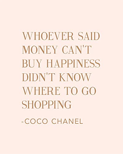 Shopping-Lover-Zitat von Coco Chanel – modische Wanddekoration für Schminktisch oder Schrank – Wandschmuck – Modedesign Glamour Wandkunst für Frauen, Teenager, Mädchen – 28,9 x 35,6 cm, ungerahmt