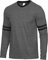 Decrum Mens Long Sleeve Shirts - Casual Crew Neck Full Sleeves Ringer Tee Men, Charcoal - 2 Stripes Long Sleeve, XL