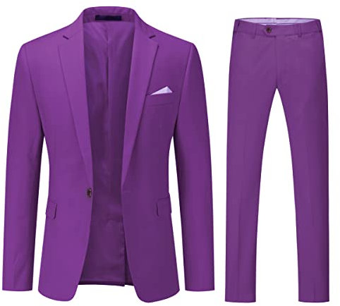 YOUTHUP Abito da Uomo 2 Pezzi Abiti Slim Fit 1 Pulsante Business Wedding Giacca e Pantaloni