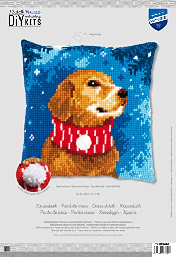 Vervaco Dog Cross Stitch Cushion Kit with Scarf