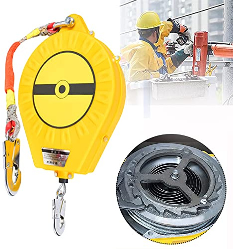 Absturzsicherung Dachdecker, Höhensicherungsgerät mit Automatischer Sperrfunktion, Fallschutz Abseilgerät für Dach und Gerüst, 7M, Maximalgewicht 150kg