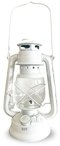 BESTIF Petroleumlampe für Innenräume 2er Set Nostalgische Strumlaterne mit Docht Öl-lampe (1 Stück Weiß)