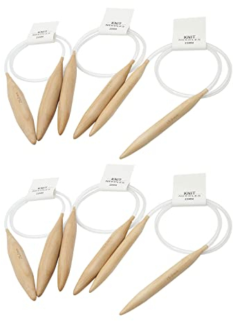 Rundstricknadel-Set, 15, 20, 25 mm, Bambus, Rundstricknadeln, Doppelspitze, Stricknadeln für Hüte, Handschuhe, Socken, Schals, 6 Stück