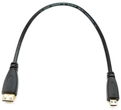 System-S Câble HDMI 30 cm Micro mâle vers Mini mâle Adaptateur en Noir