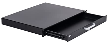 Tecmojo Cajón de rack de 1U, cajón de montaje en rack para equipos de red/servidor/AV de 19 pulgadas, cajón deslizante y bloqueable para rack de servidores, soporta carga de 10 kg, con agujeros de